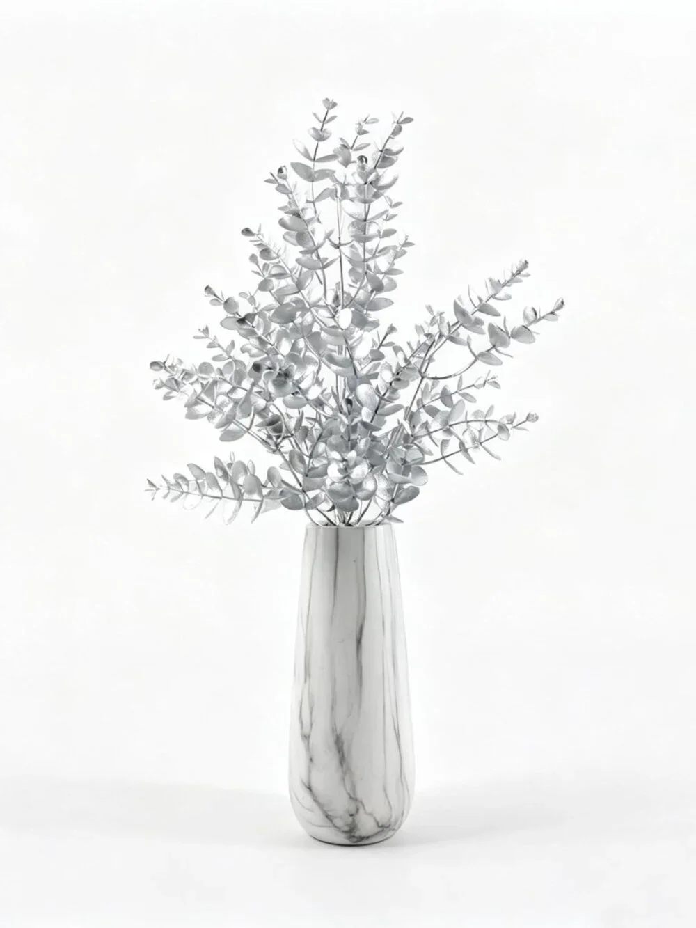 Silver florals with Marble Fluted Vase.